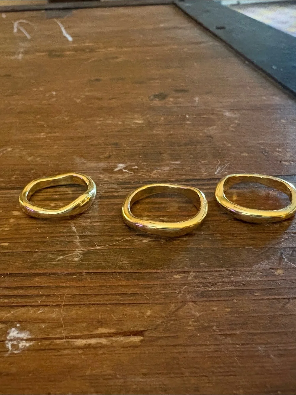 3 Gold-Tone Stackable Rings Size 7 (free shipping)